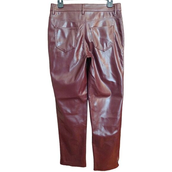Joie Faux Leather Straight Leg Pants, Size 2, Burgundy NWT - Picture 6 of 10